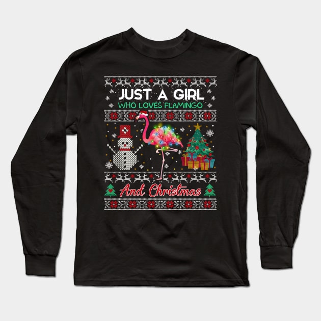 Just a girl who loves flamingo and christmas Long Sleeve T-Shirt by TeeAaron